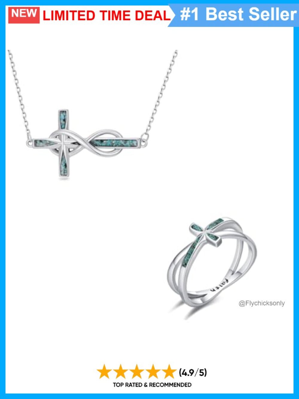 Sterling Silver Turquoise Cross Infinity Necklace Christian Jewelry Gift